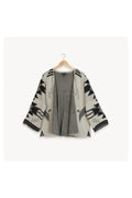 Pokoloko Jacqueline Jacquard alpaca sweater in Coffee Cream with geometric knit pattern