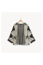 Pokoloko Jacqueline Jacquard alpaca sweater in Coffee Cream with geometric knit pattern