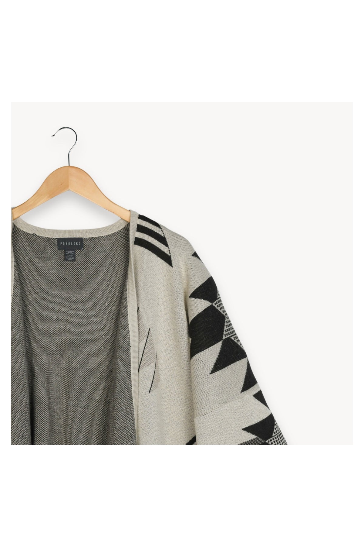 Pokoloko Jacqueline Jacquard alpaca sweater in Coffee Cream with geometric knit pattern