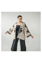 Pokoloko Jacqueline Jacquard alpaca sweater in Coffee Cream with geometric knit pattern