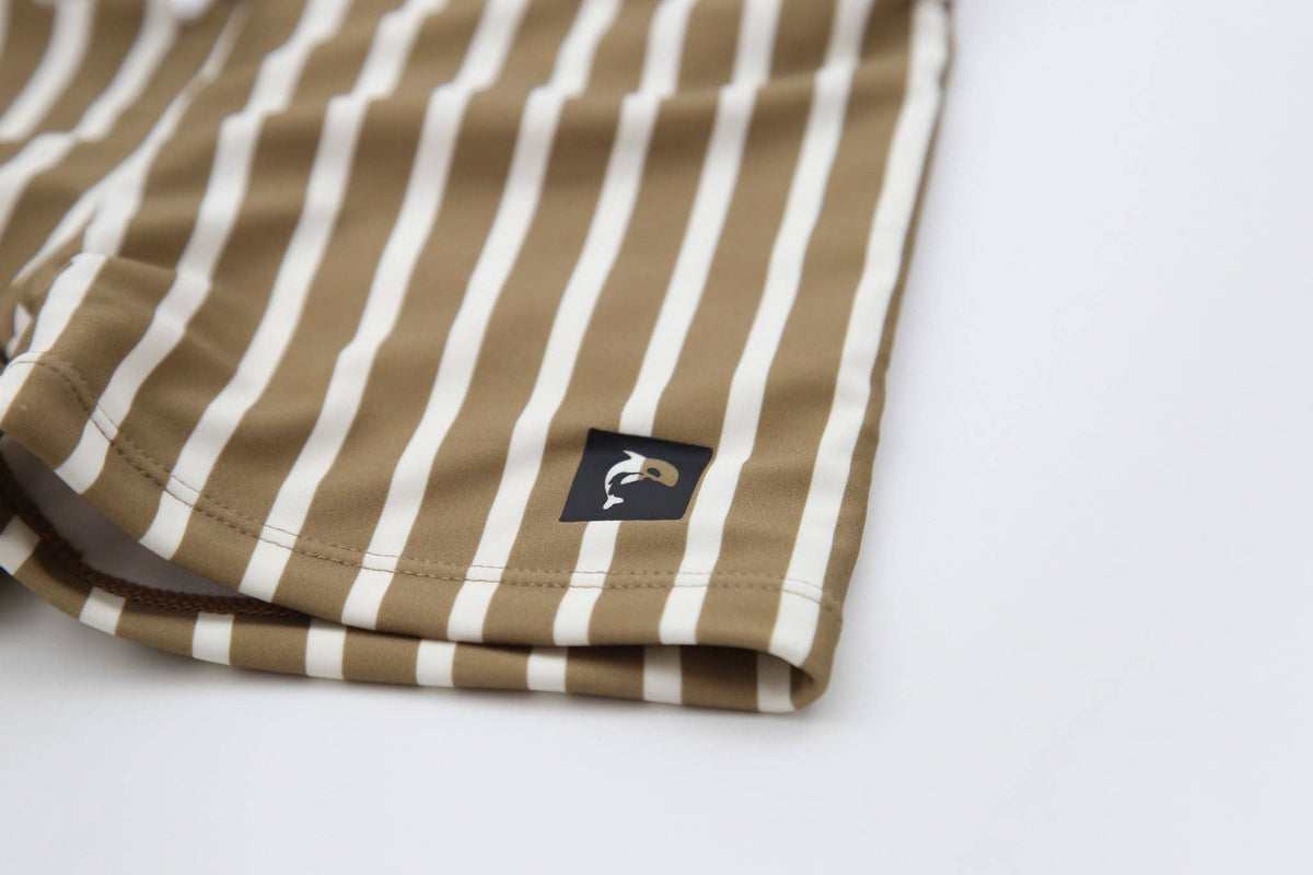 KidORCA Stripe Khaki Kids Boardie Swim Shorts, additional product photograph 7