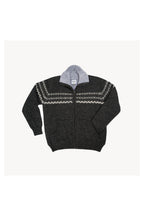 Pokoloko men's fleece-lined alpaca zip sweater in Charcoal with stand collar