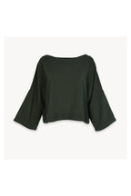 Pokoloko Loft Cotton crop top in Forest with bell sleeves