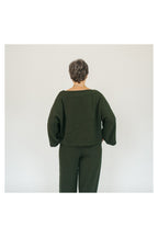 Pokoloko Loft Cotton crop top in Forest with bell sleeves