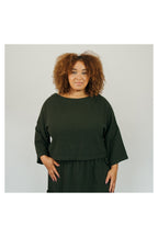 Pokoloko Loft Cotton crop top in Forest with bell sleeves
