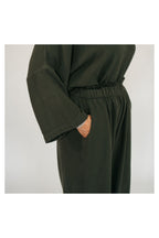 Pokoloko Loft Cotton palazzo pants in Forest with wide-leg silhouette