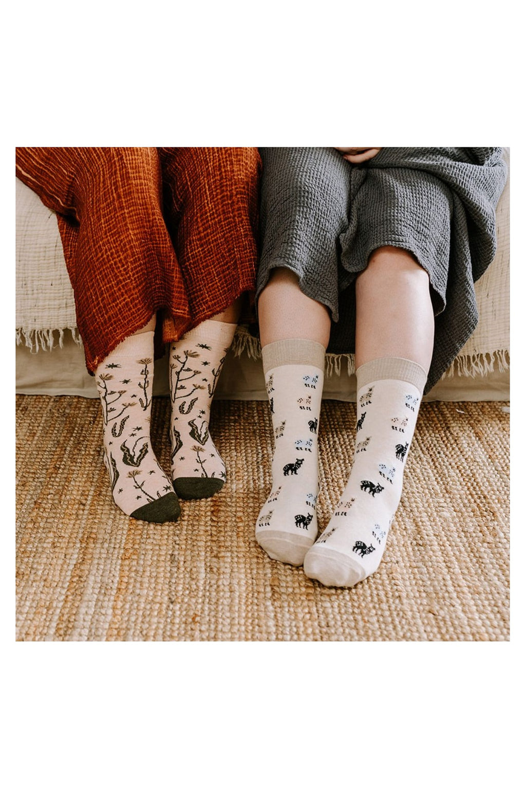 Pokoloko Alpaca Fiesta Pima crew socks with multicolour alpaca pattern