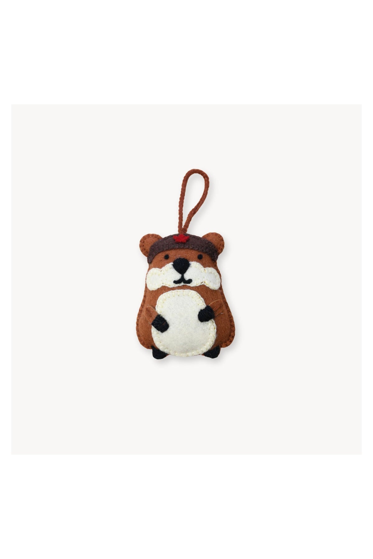 Pokoloko hand-embroidered Beaver ornament made by Peruvian artisans