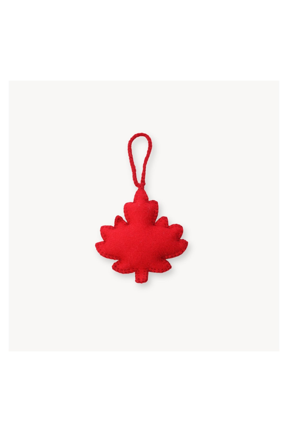 Pokoloko hand-embroidered Maple Leaf ornament made by Peruvian artisans