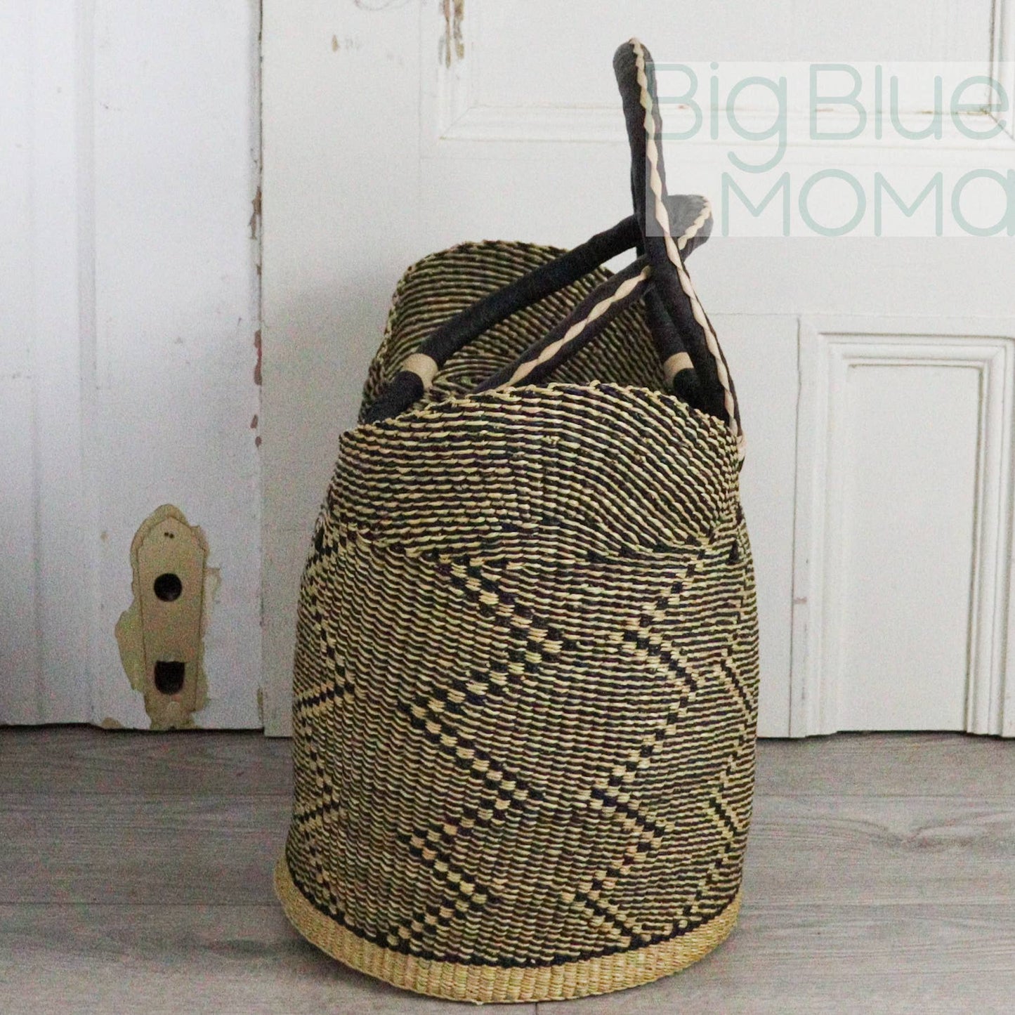 Big Blue Moma Bolga Basket - Large U Shopper - Natural Palette
