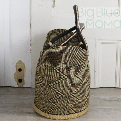 Big Blue Moma Bolga Basket - Large U Shopper - Natural Palette