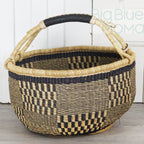 Big Blue Moma Bolga Basket - Large Round Basket - Natural Palette