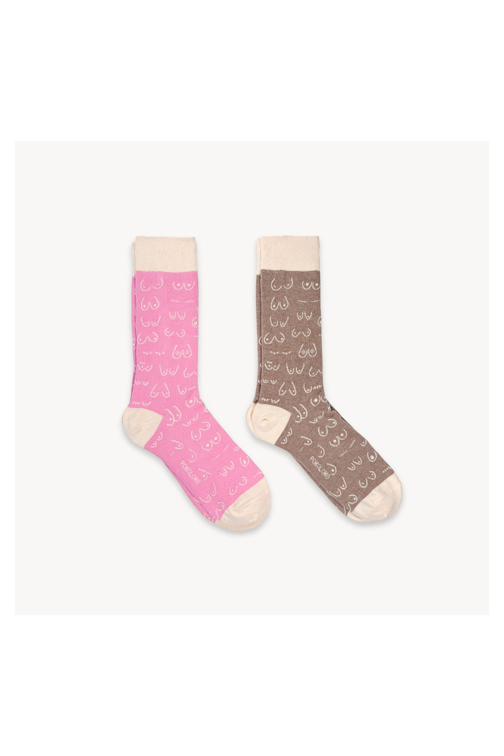 Pokoloko Breast Cancer Awareness Pima crew sock two-pack with body-positive pattern