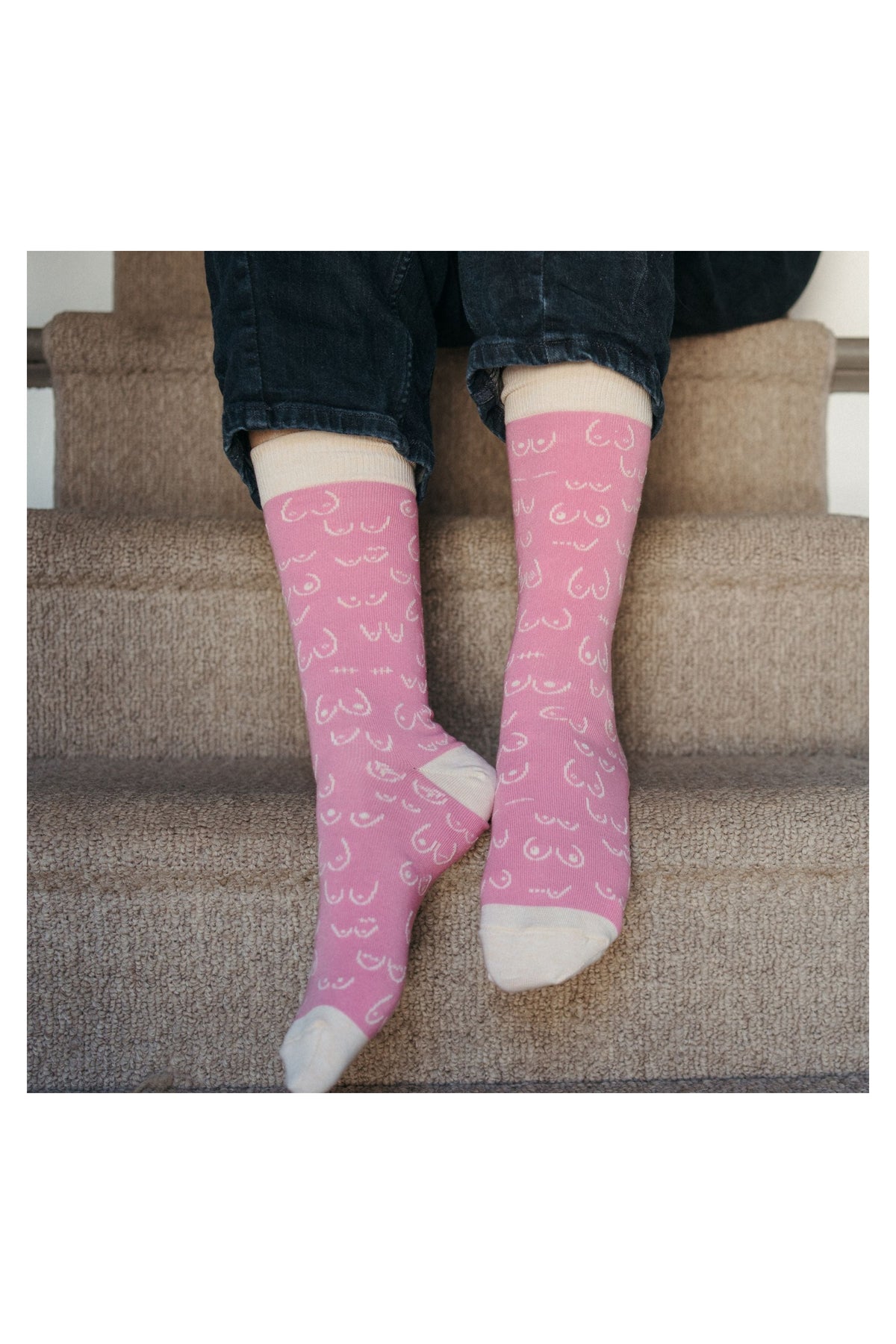 Pokoloko Breast Cancer Awareness Pima crew sock two-pack with body-positive pattern