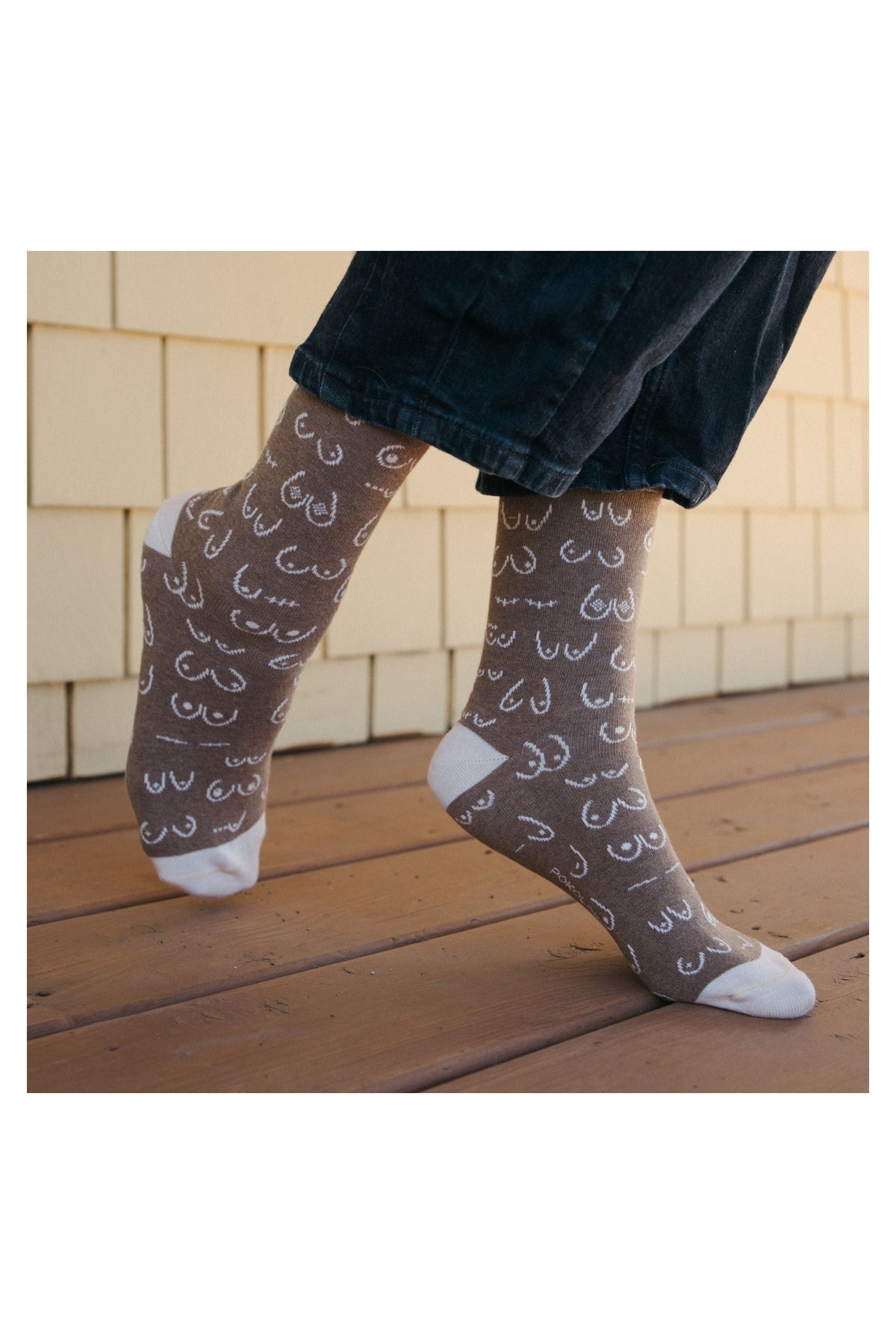 Pokoloko Breast Cancer Awareness Pima crew sock two-pack with body-positive pattern