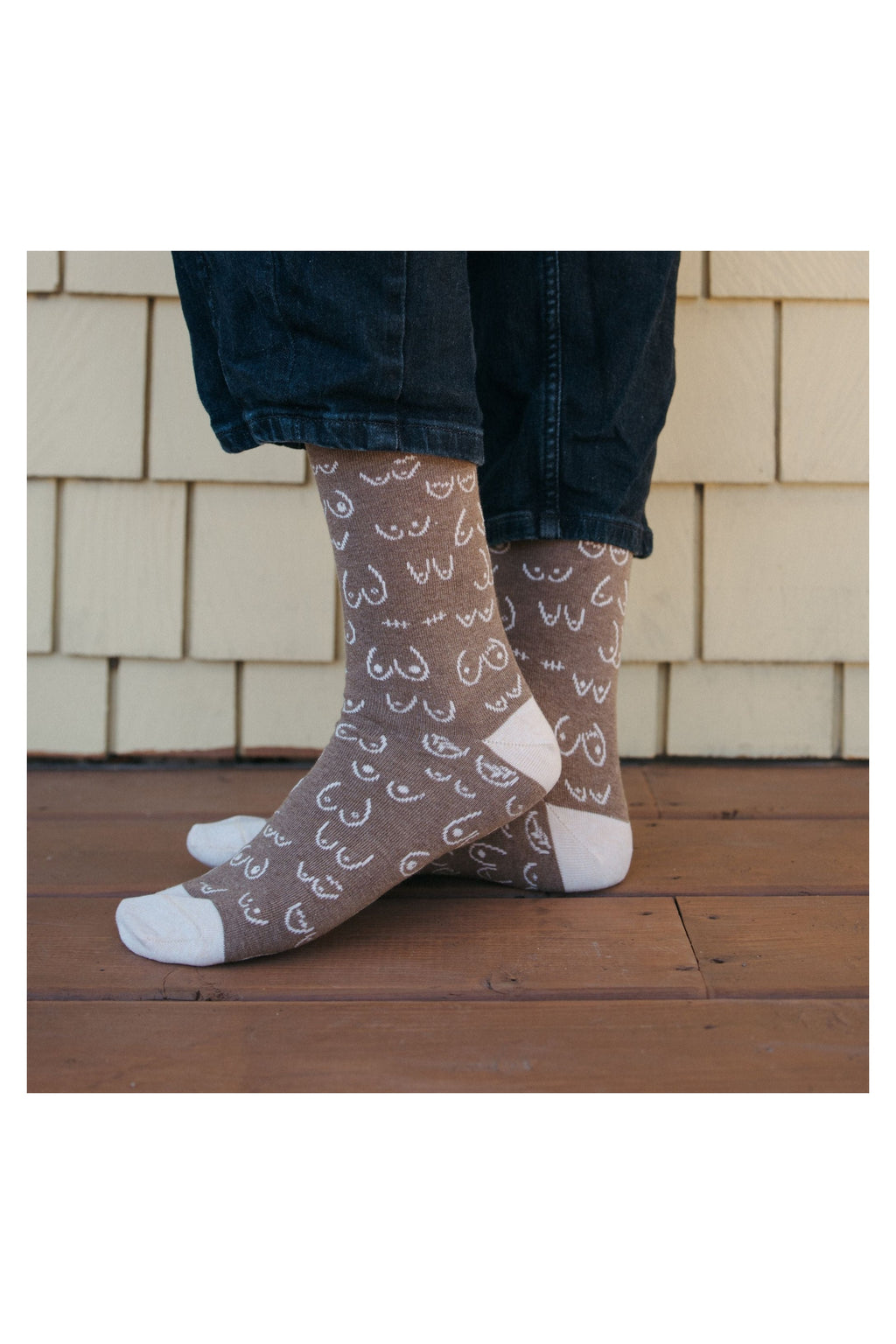 Pokoloko Breast Cancer Awareness Pima crew sock two-pack with body-positive pattern