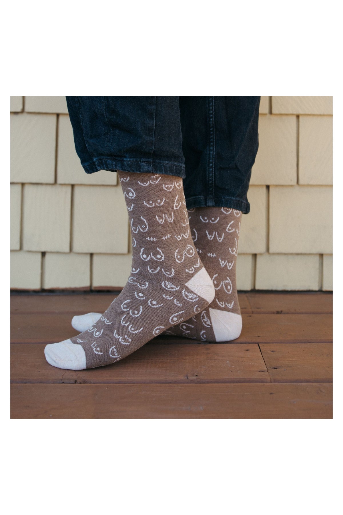 Pokoloko Breast Cancer Awareness Pima crew sock two-pack with body-positive pattern