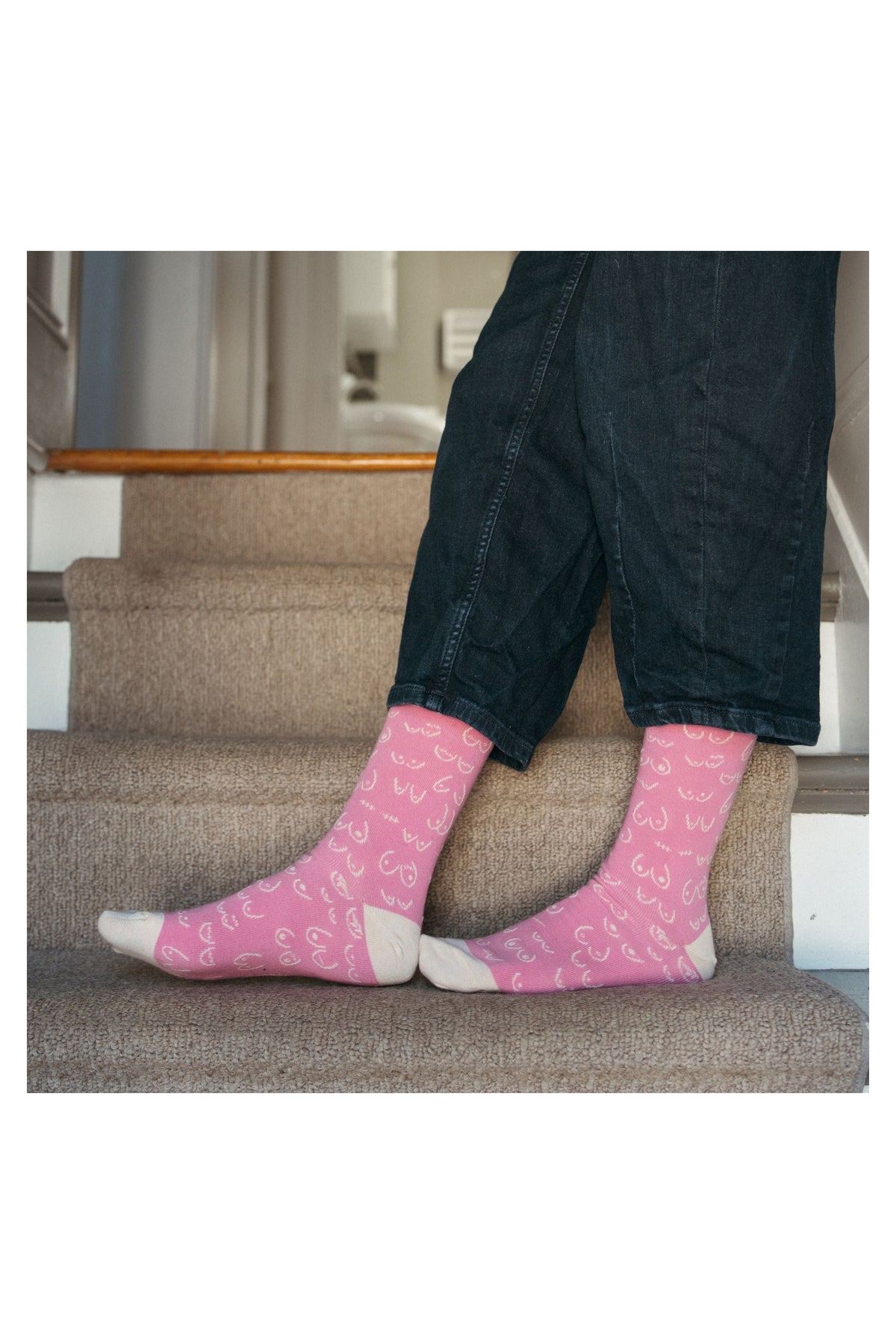 Pokoloko Breast Cancer Awareness Pima crew sock two-pack with body-positive pattern