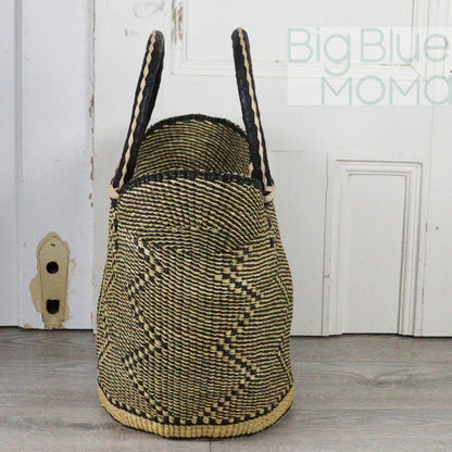 Big Blue Moma Bolga Basket - Large U Shopper - Natural Palette