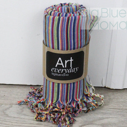 Big Blue Moma Colourful Stripe Peshtemal: Pistachio