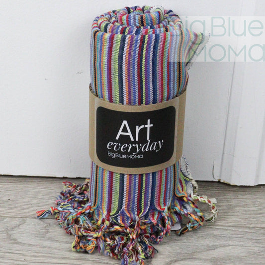 Big Blue Moma Colourful Stripe Peshtemal: Frosted Mint