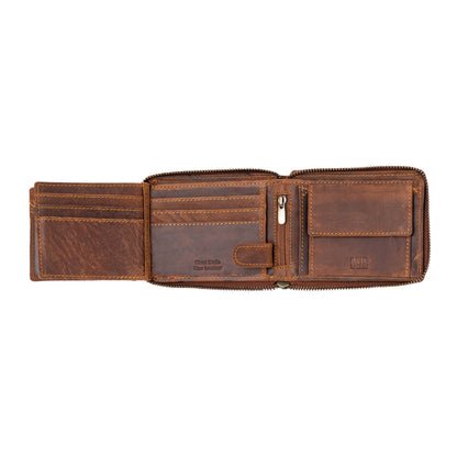 Greenwood Leather RFID wallet - RED - Zip Around Wallet - Sandal