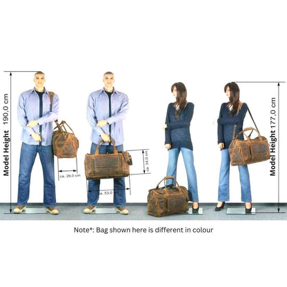 Large Leather Weekender Bag - Casual Vintage Look: Sandal