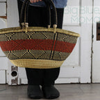 Big Blue Moma Bolga Basket - Bolga Basket - Large Special Shopper - Traditional Palette