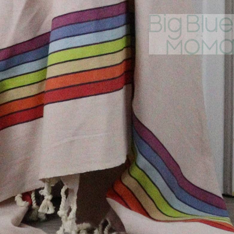 Big Blue Moma Rainbow Peshtemal: Baby Blue / Standard