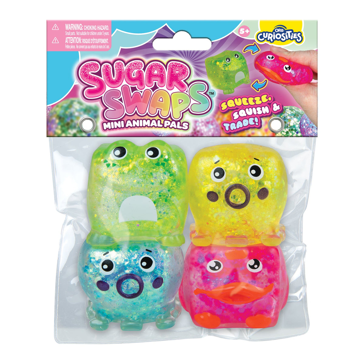 ORB Sugar Swaps Mini Animal Pals four-piece sensory toy set