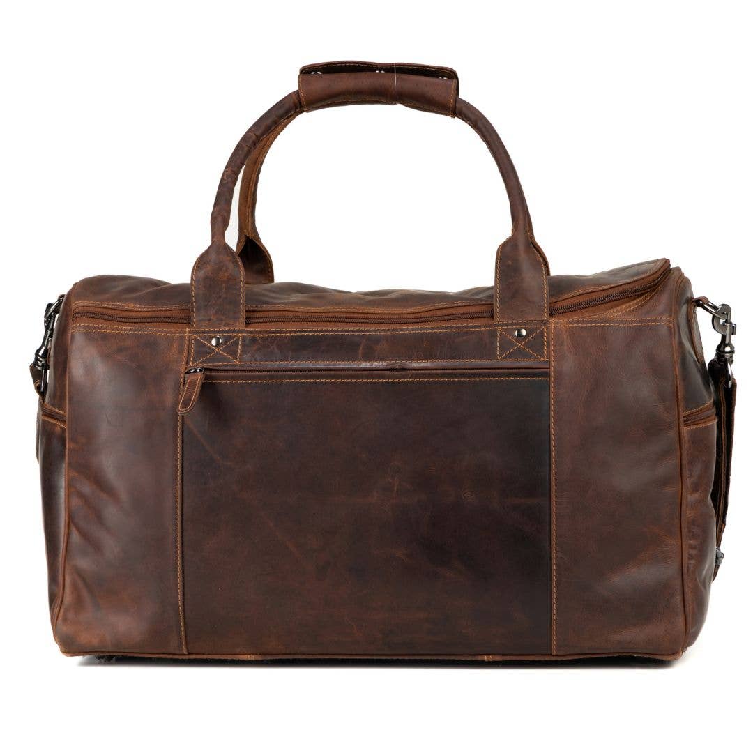 Large Leather Weekender Bag - Casual Vintage Look: Sandal