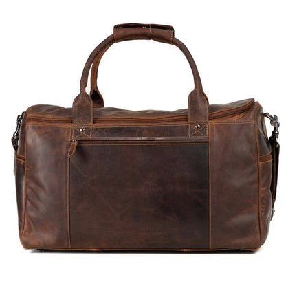 Large Leather Weekender Bag - Casual Vintage Look: Sandal