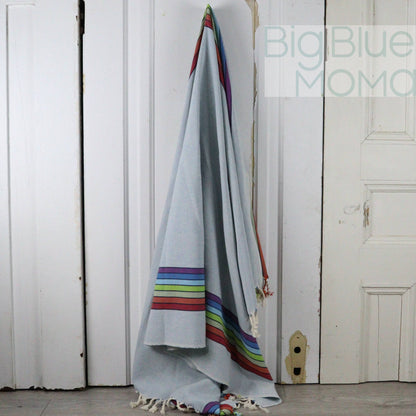 Big Blue Moma Rainbow Peshtemal: Baby Pink / Standard