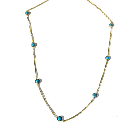 Royce and Oak Six Stone Teal Necklace