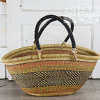Big Blue Moma Bolga Basket - Bolga Basket - Large Special Shopper - Traditional Palette