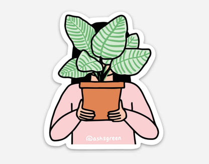 Girl with Plant - 3" vinyl sticker