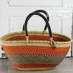 Big Blue Moma Bolga Basket - Bolga Basket - Large Special Shopper - Traditional Palette
