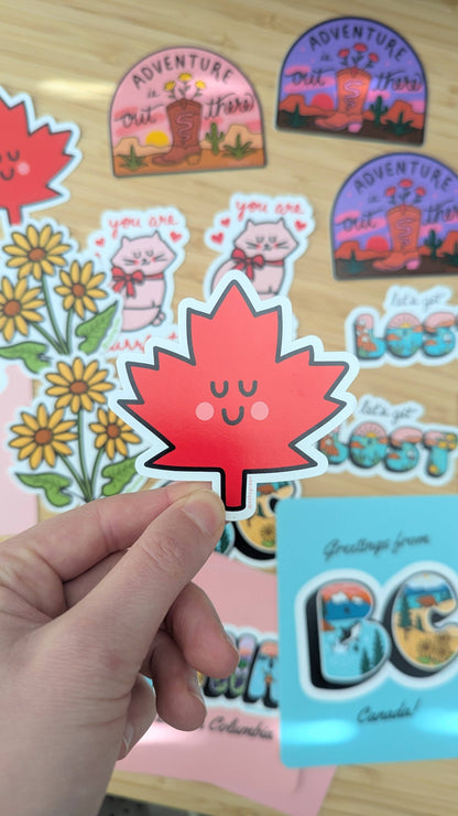 Cute Maple Leaf 🍁 - 3" vinyl sticker
