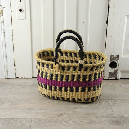Big Blue Moma Oval Basket with Two Handles Medium - Traditional Palette