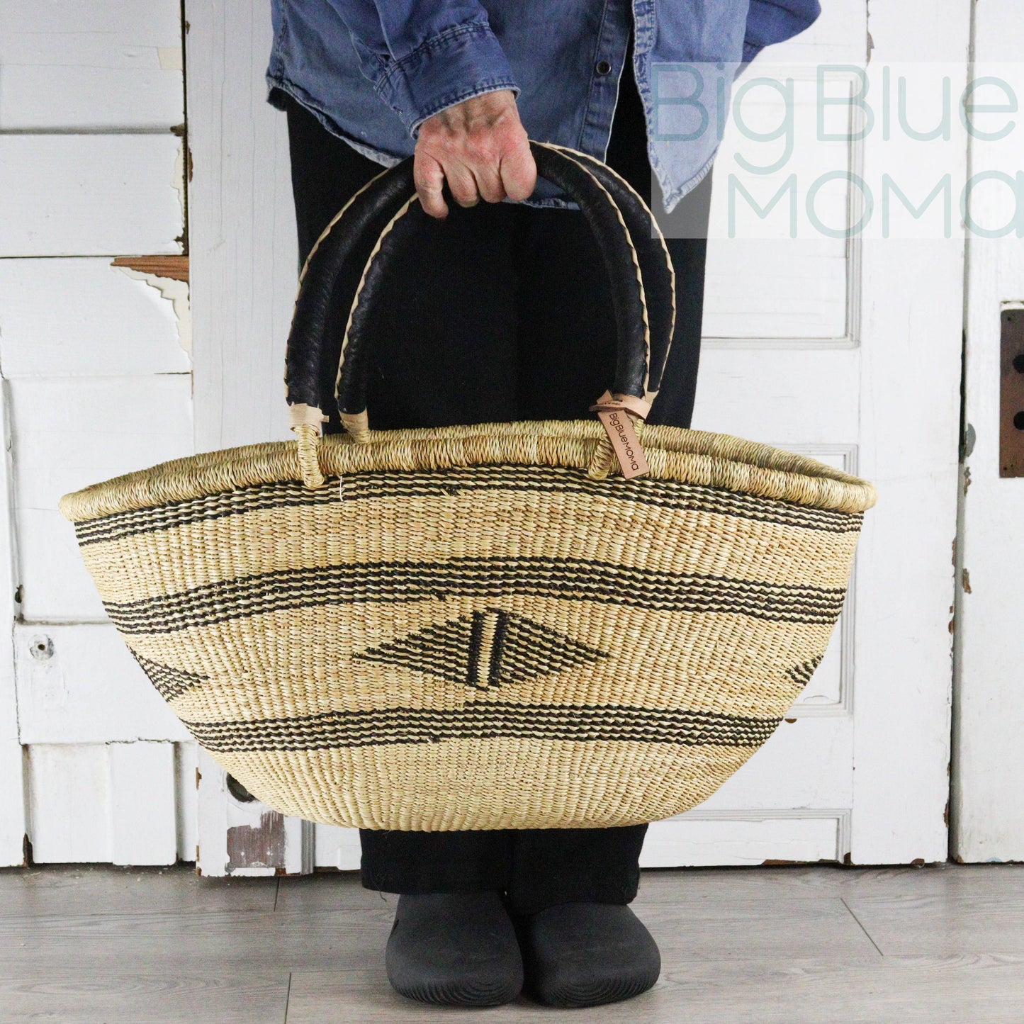 Big Blue Moma Bolga Basket - Special Shopper Large - Natural Palette