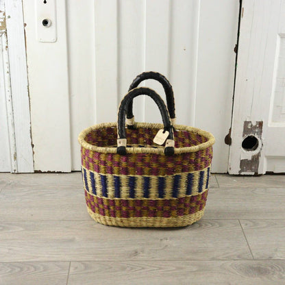 Big Blue Moma Oval Basket with Two Handles Medium - Traditional Palette
