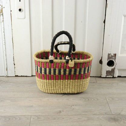 Big Blue Moma Oval Basket with Two Handles Medium - Traditional Palette
