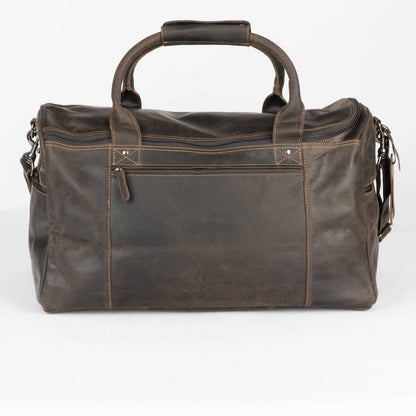 Large Leather Weekender Bag - Casual Vintage Look: Sandal