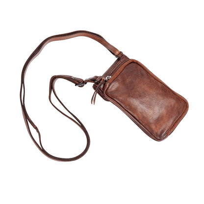 Leather Elk Phone-Shoulder Bag Brown for Women: Black
