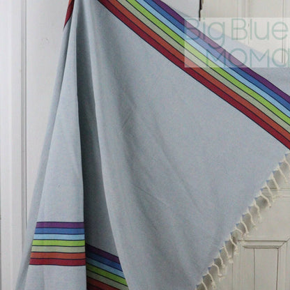 Big Blue Moma Rainbow Peshtemal: Baby Blue / Standard