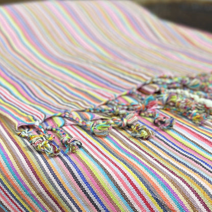 Big Blue Moma Colourful Stripe Peshtemal: Pistachio