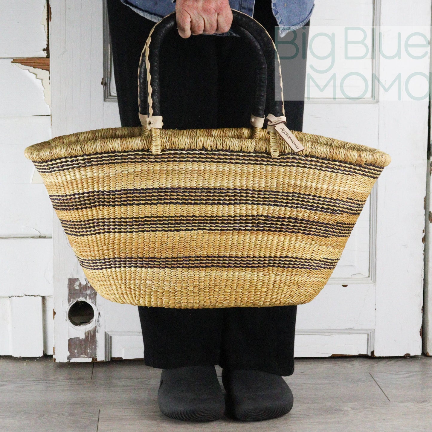 Big Blue Moma Bolga Basket - Special Shopper Large - Natural Palette