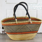Big Blue Moma Bolga Basket - Bolga Basket - Large Special Shopper - Traditional Palette