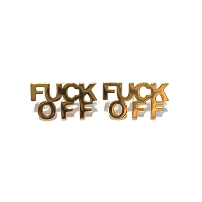 Royce and Oak Curse F OFF Earrings - Gold