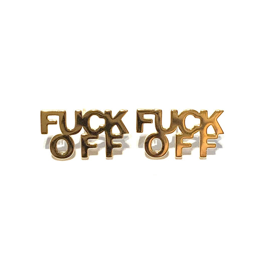 Royce and Oak Curse F OFF Earrings - Gold